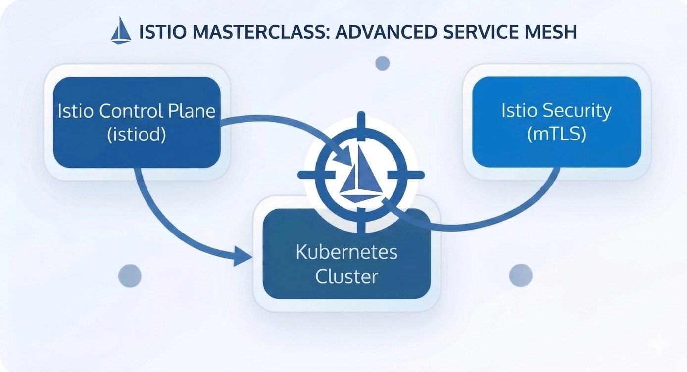 Illustration of Istio service mesh and Kubernetes infrastructure
